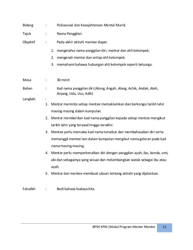 Panduan Pelaksanaan Dan Modul Program Mentor Mentee Di Sekolah