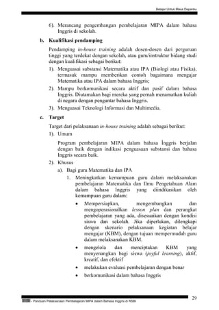 Panduan Pelaksanaan Pembelajaran Matematika Dan Ipa Dlm Bahasa Inggri