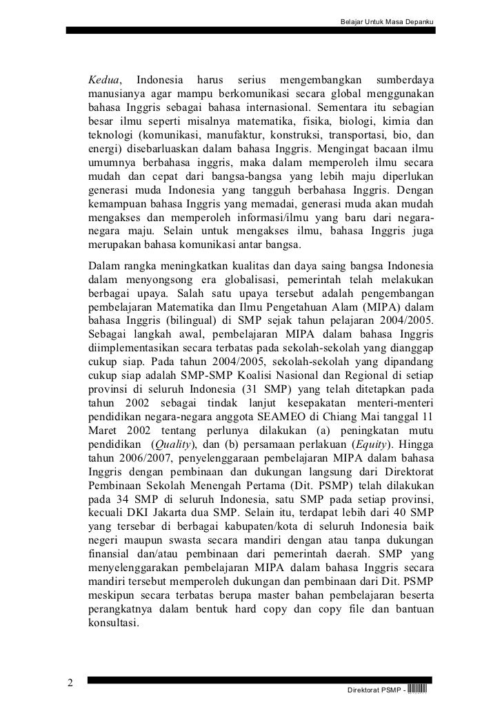 Panduan pelaksanaan pembelajaran matematika dan ipa dlm 