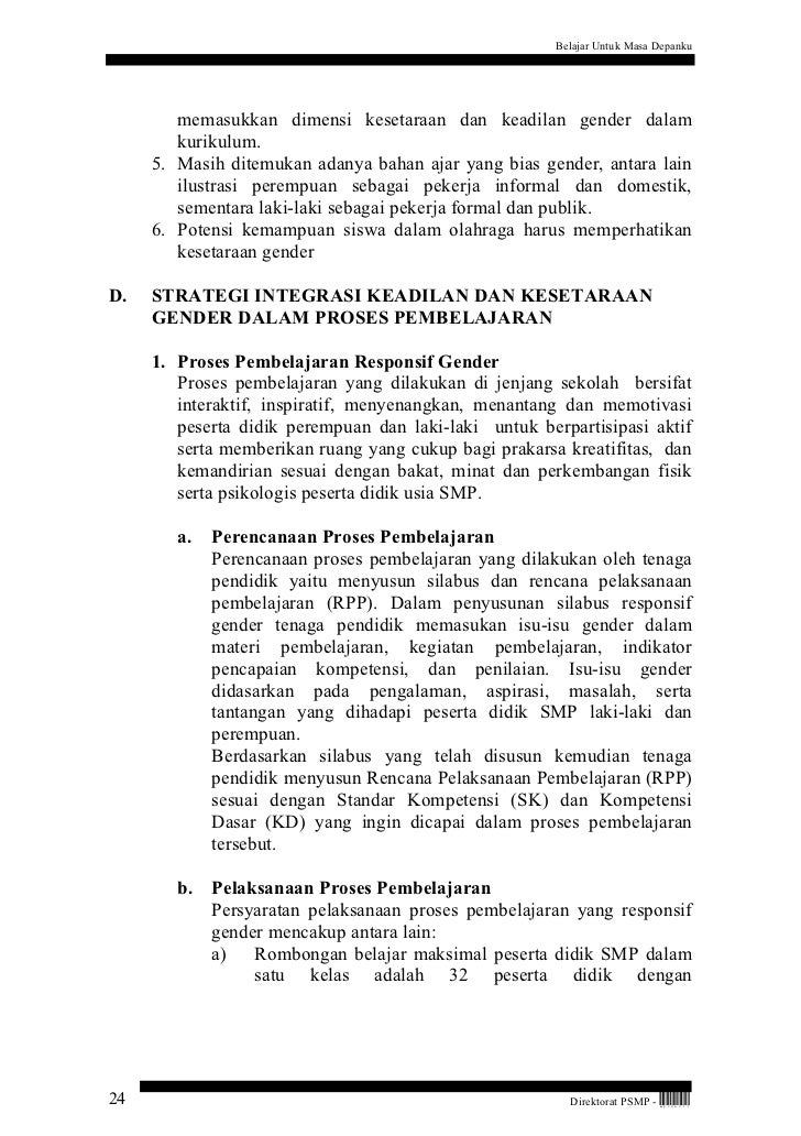 Panduan pelaksanaan pendidikan berwawasan responsif gender 