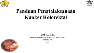 Panduan Penatalaksanaan
Kanker Kolorektal
KSM Ilmu Bedah
Fakultas Kedokteran universitas Syiah Kuala
Banda Aceh
2023
1
 