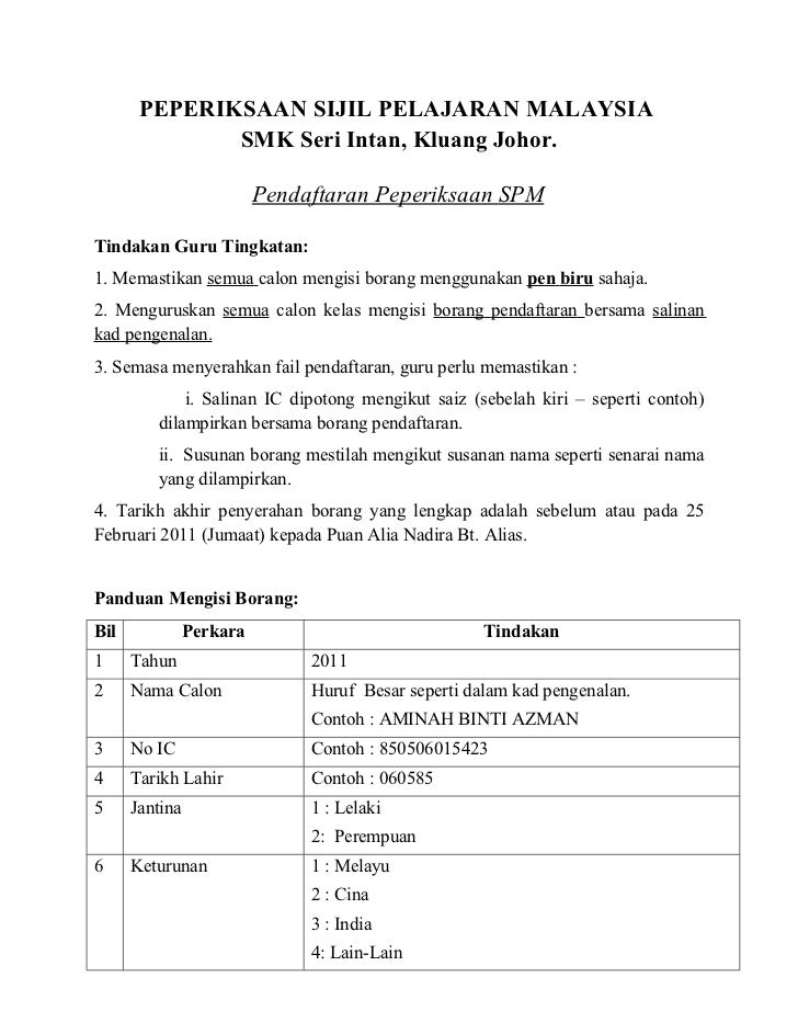 Panduan Pendaftaran Spm