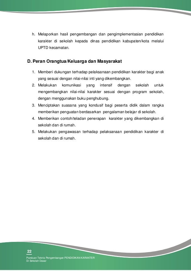 Panduan pendidikan karakter di sd