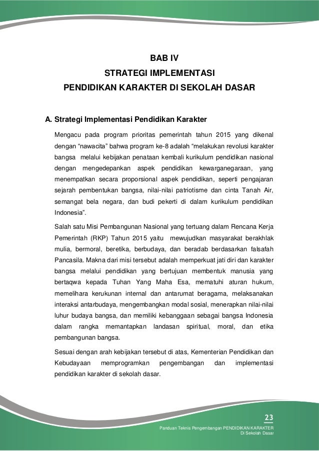 Panduan pendidikan karakter di sd