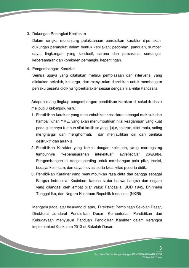Panduan Pendidikan Karakter Di Sd