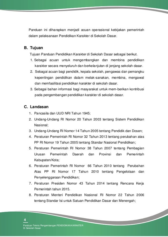 Panduan Pendidikan Karakter Di Sd