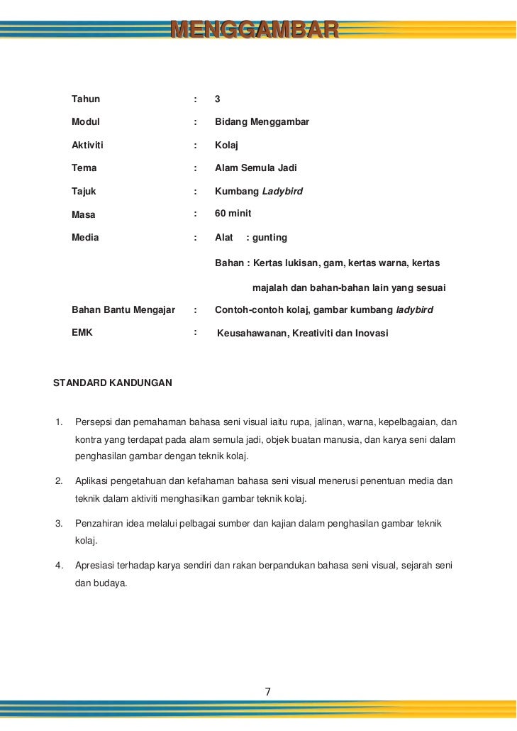 Panduan pengajaran dunia seni visual tahun 3