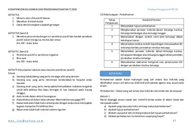 Panduan Pengajaran Kssm Pjpk T1 2018