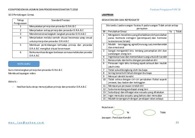 Panduan pengajaran kssm pjpk t1 2018