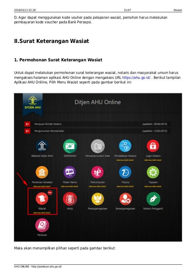 Panduan Penggunaan Aplikasi Wasiat