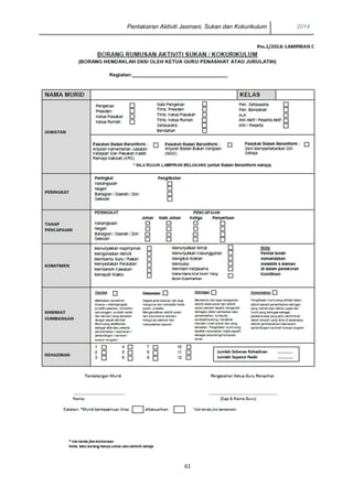 Pentaksiran Aktiviti Jasmani, Sukan dan Kokurikulum 2014 
61 
 