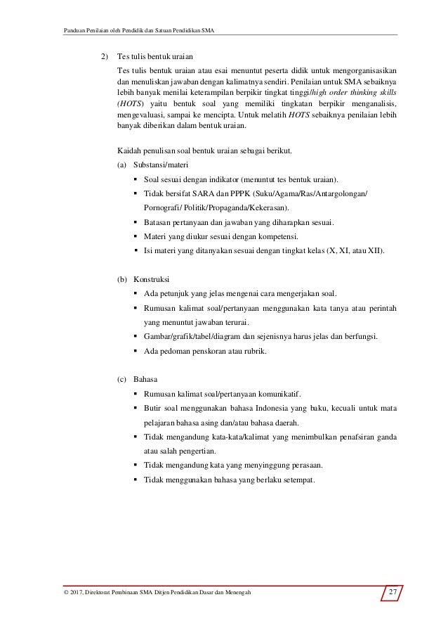 21 Contoh Rubrik Penilaian Soal Essay Bahasa Indonesia