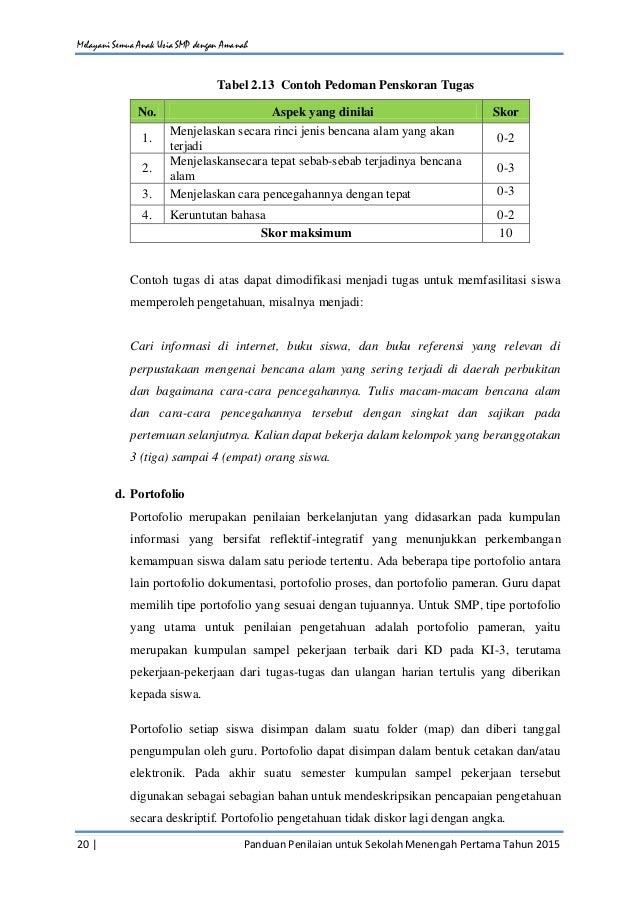 Panduan Penilaian K 13 SMP-revisi 2015