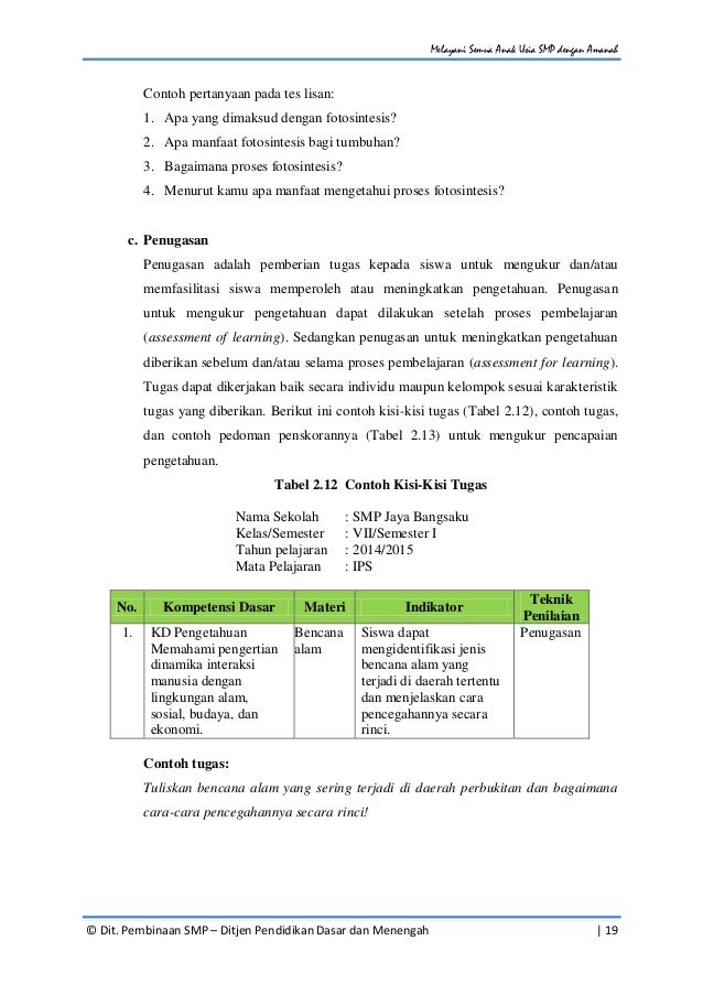 Panduan Penilaian Kurikulum 2013 Smp