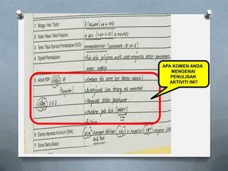 APA KOMEN ANDA
MENGENAI
PENULISAN
AKTIVITI INI?
 