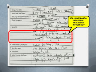 APA KOMEN ANDA
MENGENAI
PENULISAN
AKTIVITI INI?
 