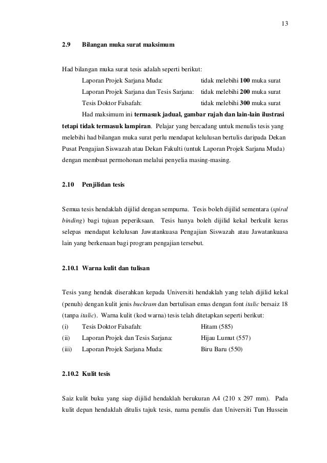 Bilangan Muka Surat Tesis