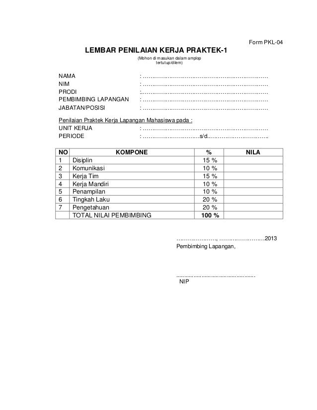 Panduan PKL Manajemen Informatika tahun 2013