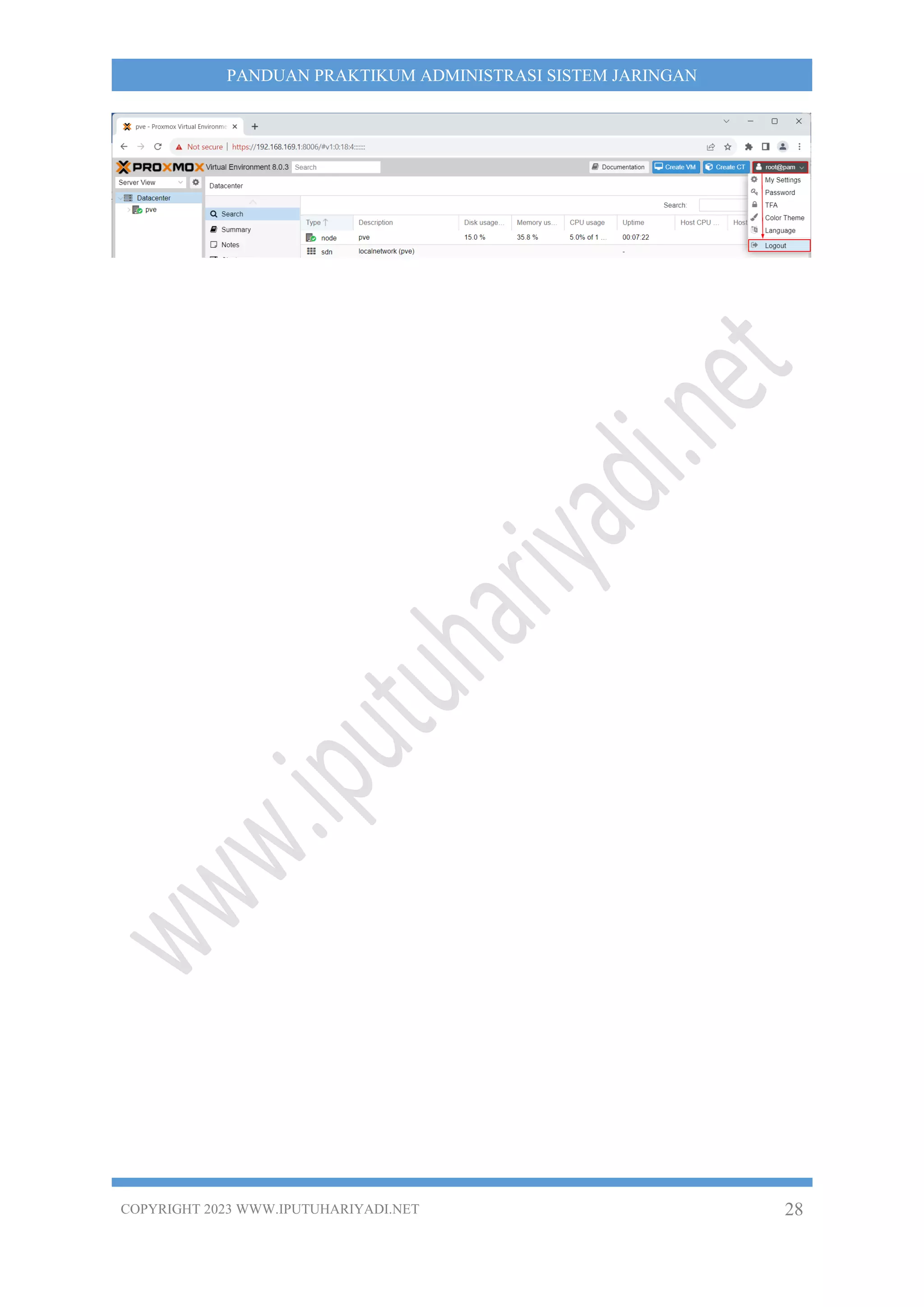 COPYRIGHT 2023 WWW.IPUTUHARIYADI.NET 28
PANDUAN PRAKTIKUM ADMINISTRASI SISTEM JARINGAN
 