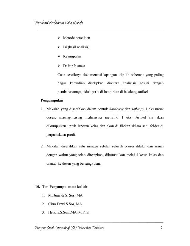 Panduan praktikum penulisan etnografi Panduan praktikum penulisan etnografi