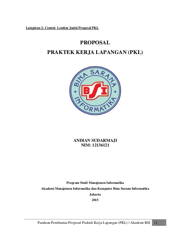 Panduan proposal pkl bsi 2015