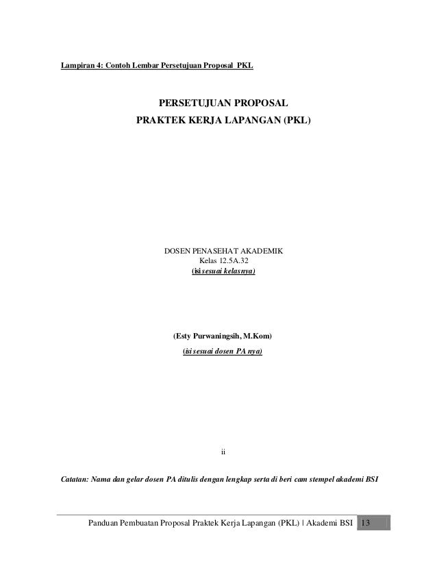 Panduan proposal pkl bsi 2015