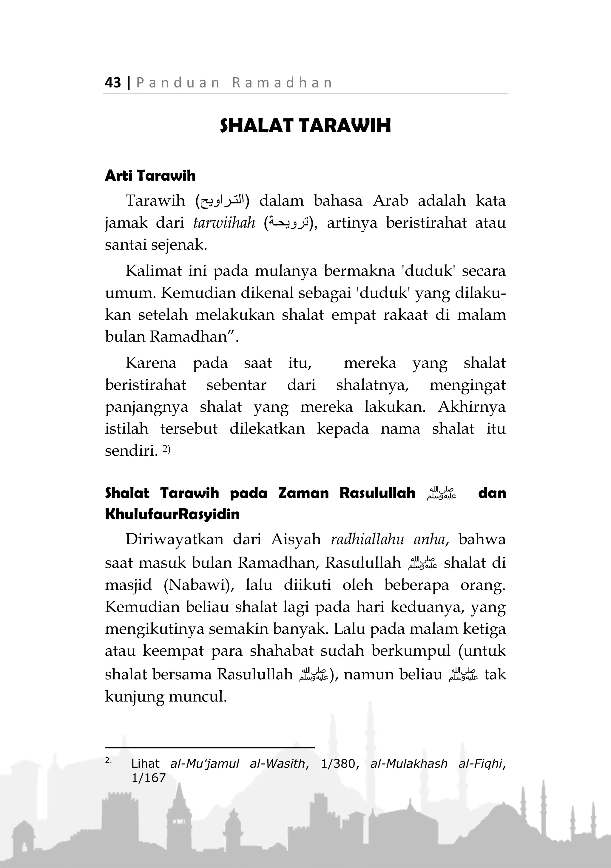 P a n d u a n R a m a d h a n | 42
(golongan) yang dikenal dalam zakat maal (harta).
Namun berdasarkan hadits-hadits yang ada, serta
maqashid syari'ah (tujuan syari'ah) dalam ibadah ini,
maka pendapat yang mengkhususkan
penyalurannya kepada fakir miskin lebih kuat.
Sebagian orang menyalurkan zakat fitrah kepada
orang yang disebut sebagai amil, padahal dia kaya,
hal ini tidak tepat. Wallahua'lam.
5. Mengeluarkan zakat fitrah, tidak menggugurkan
kewajiban seseorang mengeluarkan zakat harta jika
dia telah memiliki kriteria sebagai orang yang wajib
zakat harta.
 