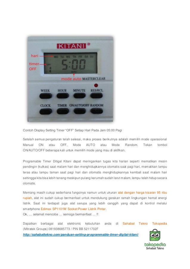 Panduan setting programmable timer digital kitani