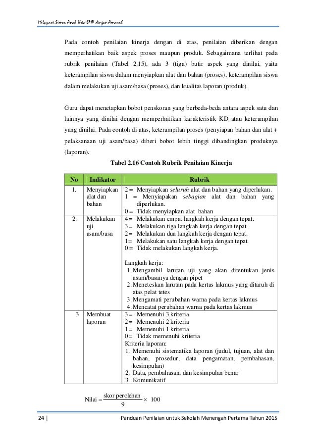 Panduan penilaian untuk Sekolah Menengah Pertama (SMP 