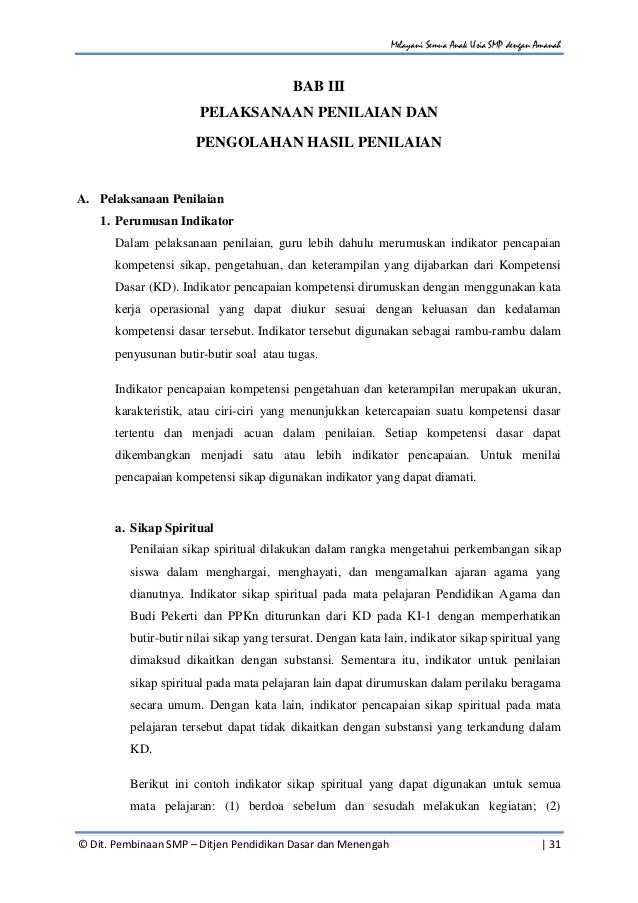 Panduan penilaian untuk Sekolah Menengah Pertama (SMP 