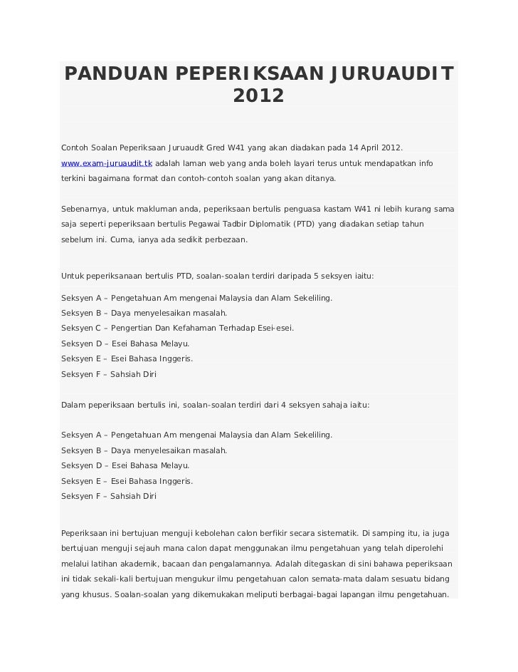Panduan Soalan Juruaudit 2012