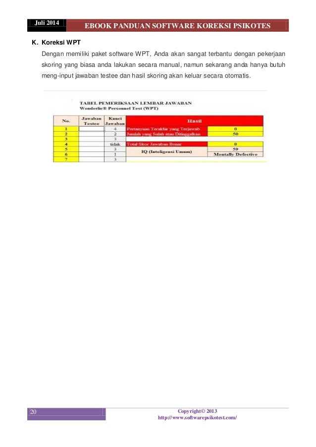 Psikotes Wpt Dan Jawaban Dunia Sekolah ID