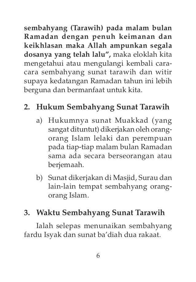 Panduan Solat Sunat Tarawih