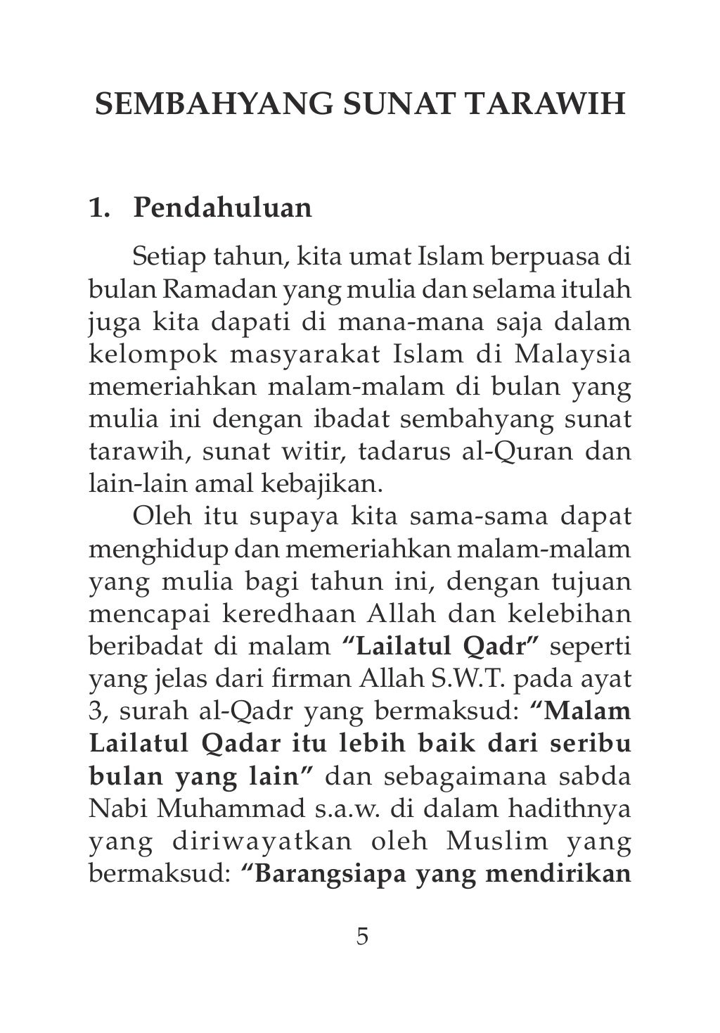 Panduan solat sunat tarawih 20 rakaat