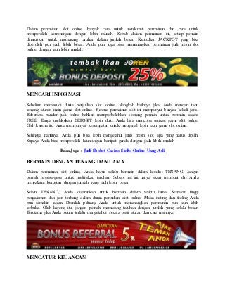 Panduan terbaru bermain judi slot online paling lengkap