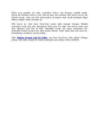 Panduan terbaru bermain judi slot online paling lengkap