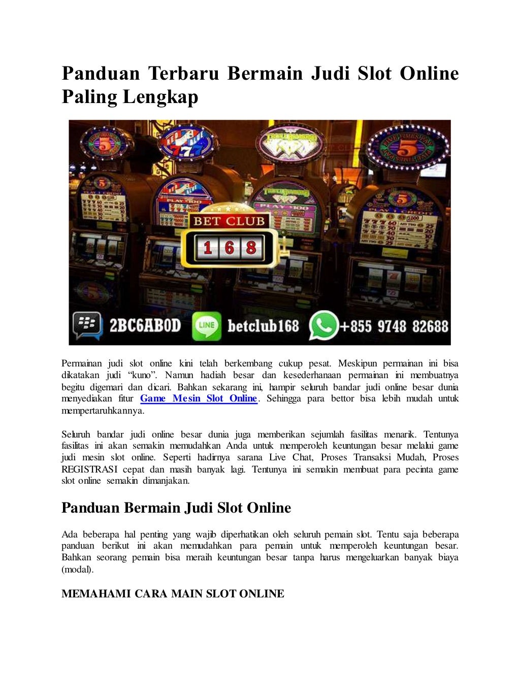Panduan terbaru bermain judi slot online paling lengkap