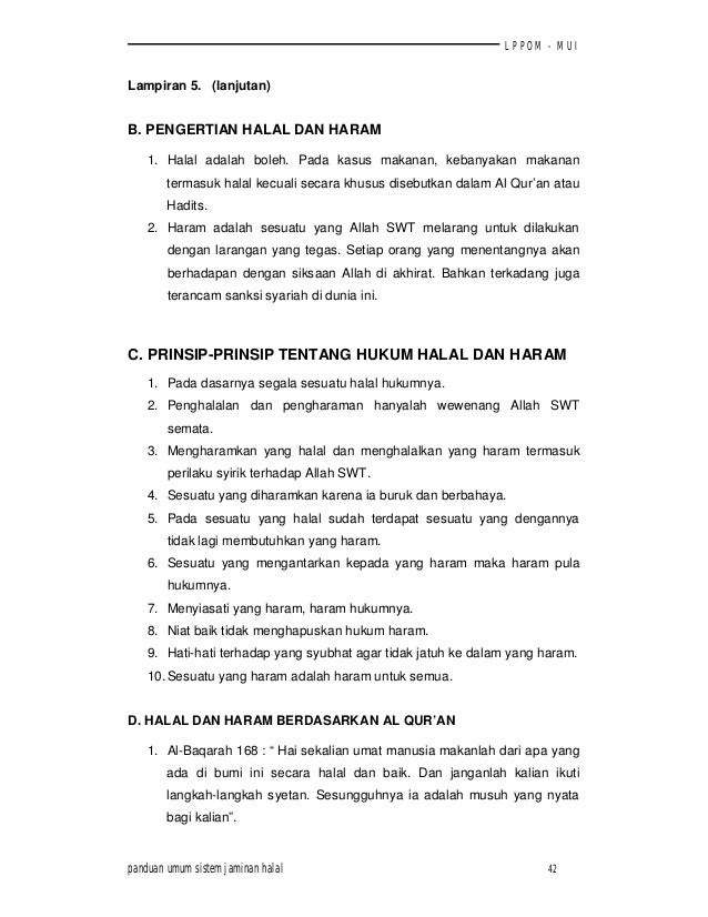 Panduan umum sistem jaminan halal lppom mui