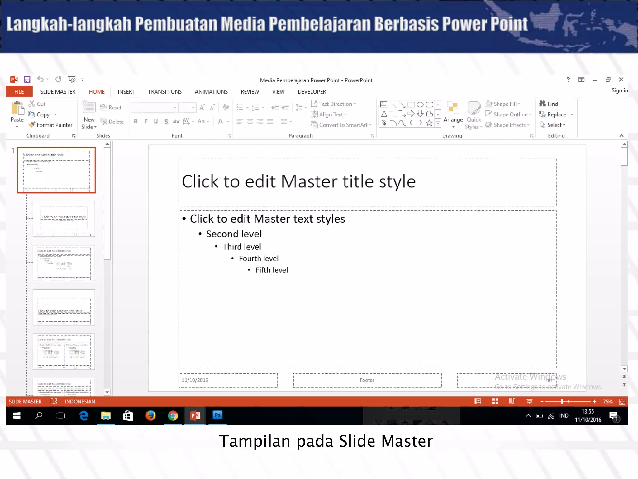 Tampilan pada Slide Master
 