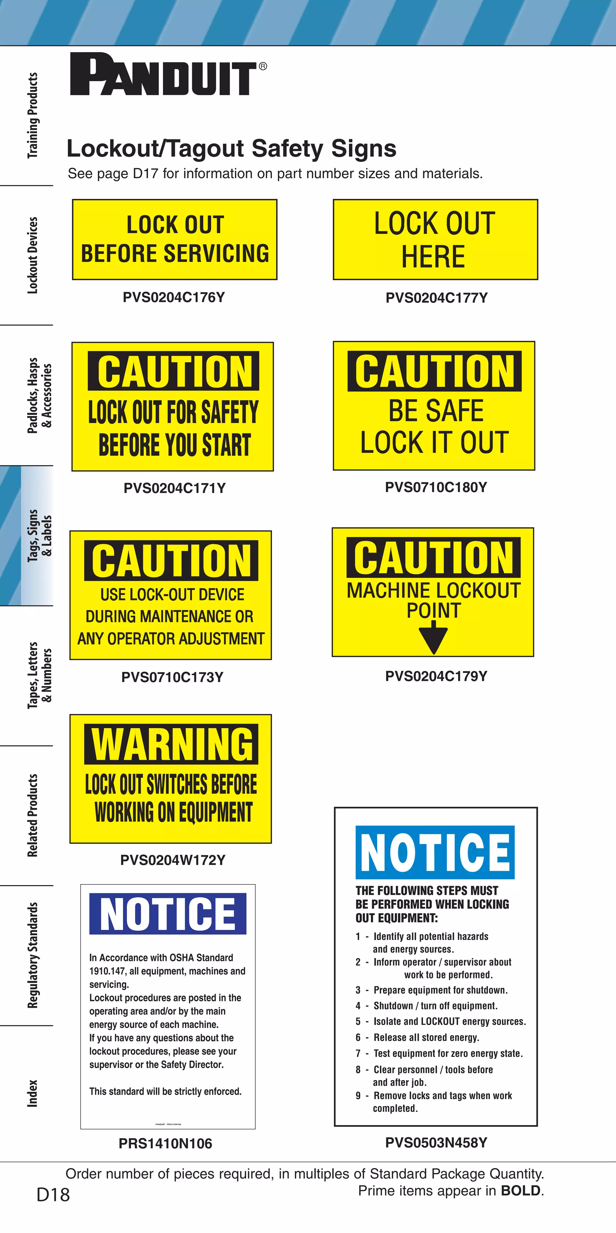Panduit Lockout Tagout Electrical Safety Catalogue | PDF