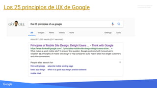 Fuente: Lorem ipsum dolor sit amet, consectetur adipiscing elit. Duis non erat sem
Información conﬁdencial
y propiedad de Google
Los 25 principios de UX de Google
 