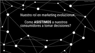 Nuestro rol en marketing evoluciona...
Como ASISTIMOS a nuestros
consumidores a tomar decisiones?
Proprietary + Conﬁdential
 