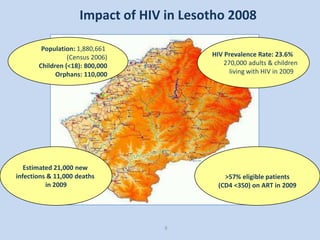 Impact of HIV in Lesotho 2008<br />HIV Prevalence Rate: 23.6%<br />270,000 adults & children <br />living with HIV in 2009...