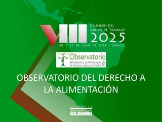OBSERVATORIO DEL DERECHO A
LA ALIMENTACIÓN
 