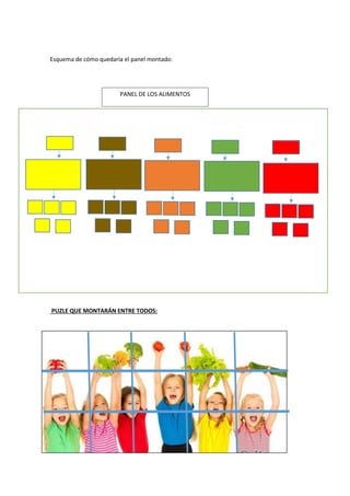 Esquema de cómo quedaría el panel montado:
PUZLE QUE MONTARÁN ENTRE TODOS:
PANEL DE LOS ALIMENTOS
 