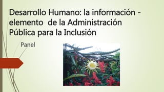Desarrollo Humano: la información -
elemento de la Administración
Pública para la Inclusión
Panel
 