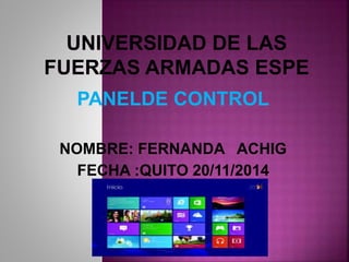 PANELDE CONTROL 
NOMBRE: FERNANDA ACHIG 
FECHA :QUITO 20/11/2014 
 