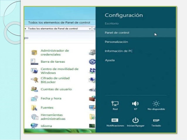Panel de control windows 8
