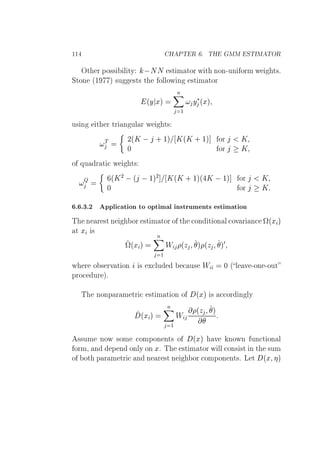 ½½ À ÈÌ Ê º ÌÀ ÅÅ ËÌÁÅ ÌÇÊ
ÇØ Ö ÔÓ×× Ð ØÝ  ÆÆ ×Ø Ñ ØÓÖ Û Ø ÒÓÒ¹ÙÒ ÓÖÑ Û Ø×º
ËØÓÒ ´½ µ ×Ù ×Ø× Ø ÓÐÐÓÛ Ò ×Ø Ñ ØÓÖ
´Ý Üµ
Ò
½
Ý£´Üµ
Ù× Ò Ø Ö ØÖ Ò ÙÐ Ö Û Ø×
Ì ¾´Ã   · ½µ Ã´Ã · ½µ ÓÖ Ã
¼ ÓÖ Ã
Ó ÕÙ Ö Ø Û Ø×
É ´Ã¾  ´  ½µ¾ Ã´Ã · ½µ´ Ã  ½µ ÓÖ Ã
¼ ÓÖ Ã
º º¿º¾ ÔÔÐ Ø ÓÒ ØÓ ÓÔØ Ñ Ð Ò×ØÖÙÑ ÒØ× ×Ø Ñ Ø ÓÒ
Ì Ò Ö ×Ø Ò ÓÖ ×Ø Ñ ØÓÖ Ó Ø ÓÒ Ø ÓÒ Ð ÓÚ Ö Ò ª´Ü µ
Ø Ü ×
ª´Ü µ
Ò
½
Ï ´Þ µ ´Þ µ¼
Û Ö Ó × ÖÚ Ø ÓÒ × Ü ÐÙ Ù× Ï ¼ ´ Ð Ú ¹ÓÒ ¹ÓÙØ
ÔÖÓ ÙÖ µº
Ì ÒÓÒÔ Ö Ñ ØÖ ×Ø Ñ Ø ÓÒ Ó ´Üµ × ÓÖ Ò ÐÝ
´Ü µ
Ò
½
Ï
´Þ µ
××ÙÑ ÒÓÛ ×ÓÑ ÓÑÔÓÒ ÒØ× Ó ´Üµ Ú ÒÓÛÒ ÙÒ Ø ÓÒ Ð
ÓÖÑ¸ Ò Ô Ò ÓÒÐÝ ÓÒ Üº Ì ×Ø Ñ ØÓÖ Û ÐÐ ÓÒ× ×Ø Ò Ø ×ÙÑ
Ó ÓØ Ô Ö Ñ ØÖ Ò Ò Ö ×Ø Ò ÓÖ ÓÑÔÓÒ ÒØ×º Ä Ø ´Ü µ
 
