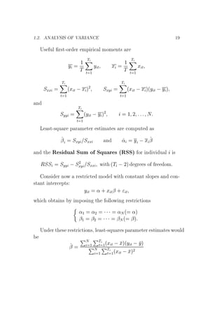 ½º¾º Æ Ä ËÁË Ç Î ÊÁ Æ ½
Í× ÙÐ Ö×Ø¹ÓÖ Ö ÑÔ Ö Ð ÑÓÑ ÒØ× Ö
Ý
½
Ì
Ì
Ø ½
Ý Ø Ü
½
Ì
Ì
Ø ½
Ü Ø
ËÜÜ
Ì
Ø ½
´Ü Ø  Ü µ¾ ËÜÝ
Ì
Ø ½
´Ü Ø  Ü µ´Ý Ø  Ý µ
Ò
ËÝÝ
Ì
Ø ½
´Ý Ø  Ý µ¾ ½ ¾ Æ
Ä ×Ø¹×ÕÙ Ö Ô Ö Ñ Ø Ö ×Ø Ñ Ø × Ö ÓÑÔÙØ ×
¬ ËÜÝ ËÜÜ Ò « Ý  Ü ¬
Ò Ø Ê × Ù Ð ËÙÑ Ó ËÕÙ Ö × ´ÊËËµ ÓÖ Ò Ú Ù Ð ×
ÊËË ËÝÝ  Ë¾
ÜÝ ËÜÜ Û Ø ´Ì  ¾µ Ö × Ó Ö ÓÑ
ÓÒ× Ö ÒÓÛ Ö ×ØÖ Ø ÑÓ Ð Û Ø ÓÒ×Ø ÒØ ×ÐÓÔ × Ò ÓÒ¹
×Ø ÒØ ÒØ Ö ÔØ×
Ý Ø « · Ü Ø¬ · Ø
Û Ó Ø Ò× Ý ÑÔÓ× Ò Ø ÓÐÐÓÛ Ò Ö ×ØÖ Ø ÓÒ×
«½ «¾ ¡¡¡ «Æ´ «µ
¬½ ¬¾ ¡¡¡ ¬Æ´ ¬µ
ÍÒ Ö Ø × Ö ×ØÖ Ø ÓÒ×¸ Ð ×Ø¹×ÕÙ Ö × Ô Ö Ñ Ø Ö ×Ø Ñ Ø × ÛÓÙÐ
¬
ÈÆ
½
ÈÌ
Ø ½´Ü Ø  Üµ´Ý Ø  Ýµ
ÈÆ
½
ÈÌ
Ø ½´Ü Ø  Üµ¾
 